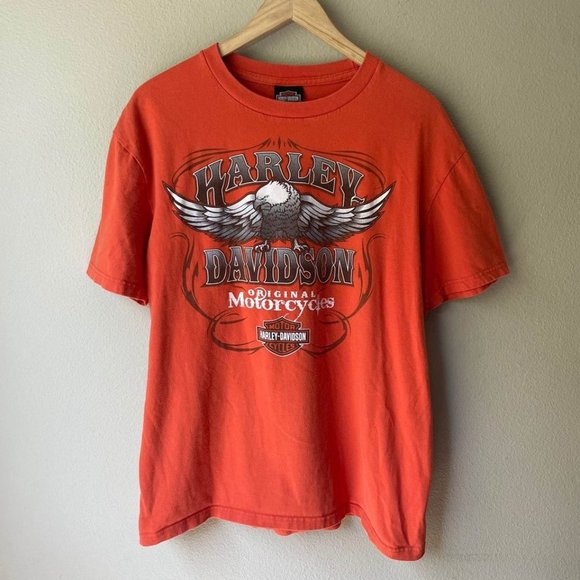 Harley-Davidson Other - Harley Davidson Motorcycles Orange Graphic T-shirt Men's Large